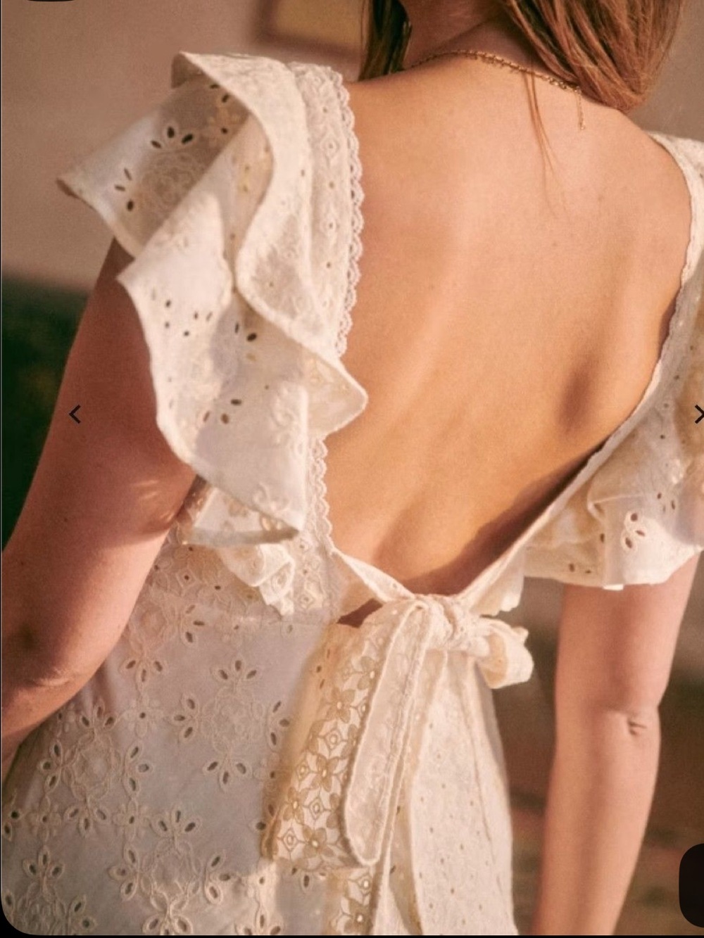 Sezane Ecru Eyelet Ruffle Midi Dress - Picture 3 of 6